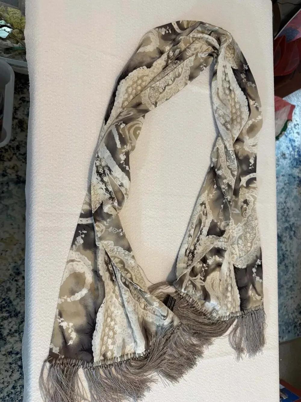 Casca by Scarfs Inc. 100% Silk Paisley Print Oblong Scarf with Tassels